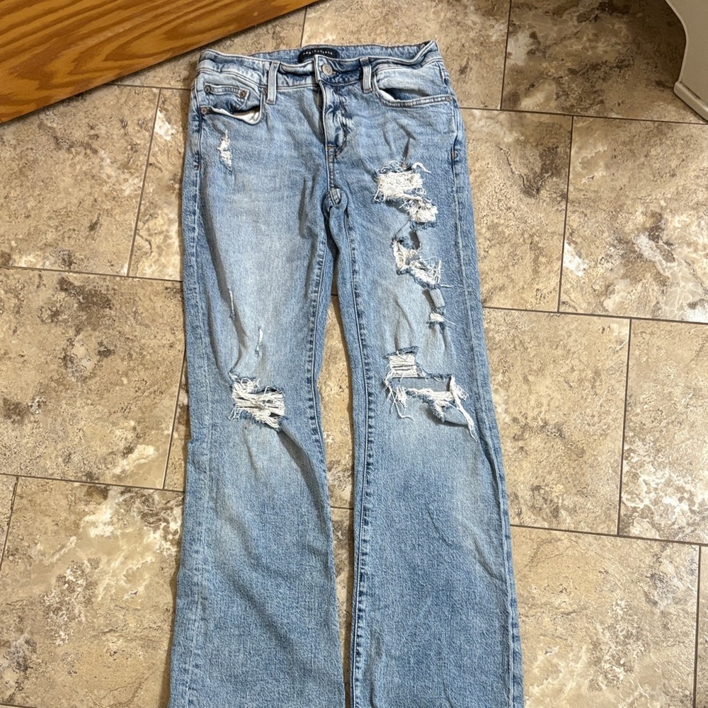 Aeropostale Light Blue Distressed Flare Jeans